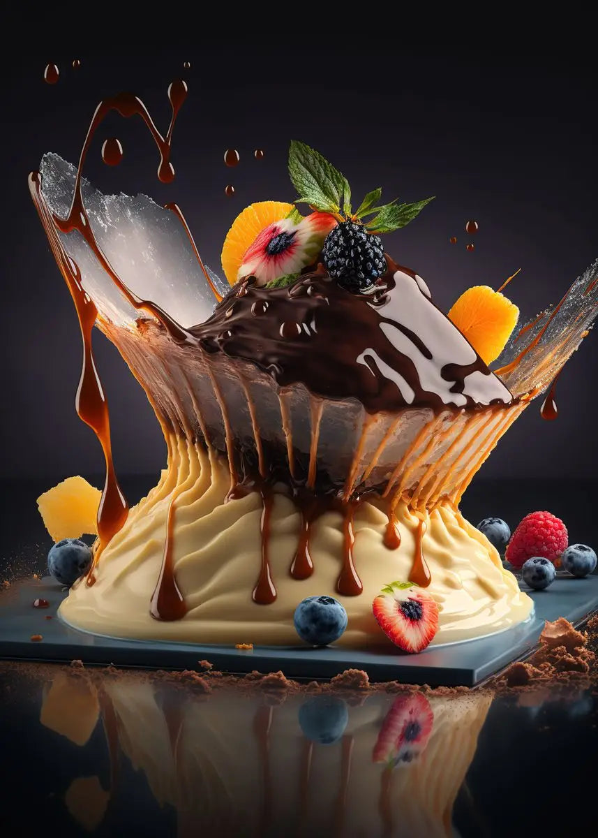 Chocolate Dessert Cake Canvas Wall Art – Kitchen & Bakery Decor Canvas Wall Art Qst B 40X60cm No Framed