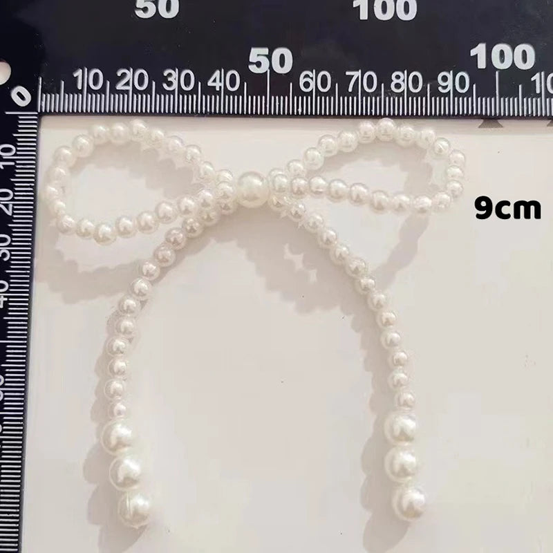 Vintage Crystal Pearl Double-Layer Bow DIY Accessory Bow Embellishment Qst A3