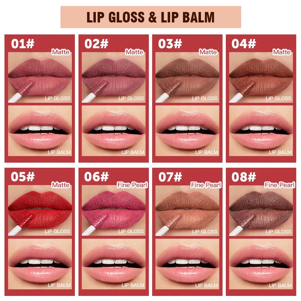 Double Head Matte Liquid Lipstick & Gloss – Waterproof, 5 Shades Liquid Lipstick Duo Qme