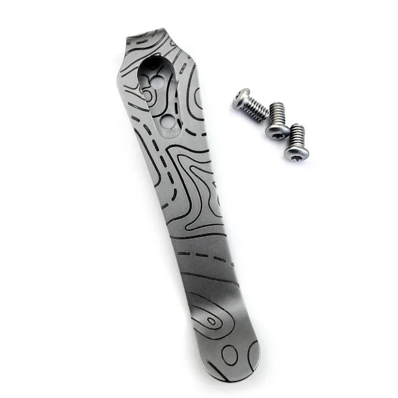 DIY Folding Knife Back Clip – Stainless Steel Pocket Knife Holder Knife Clip Accessory Qst W lines