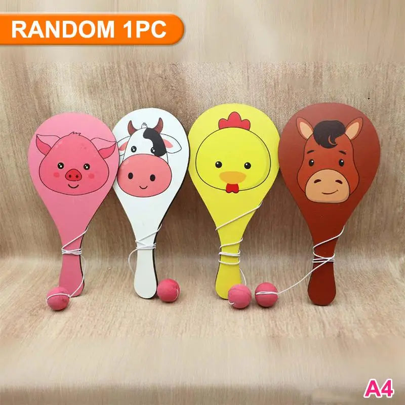 Wooden Paddle Ball Set with Elastic String – Fun for All Ages Paddle Ball Game Qst A4