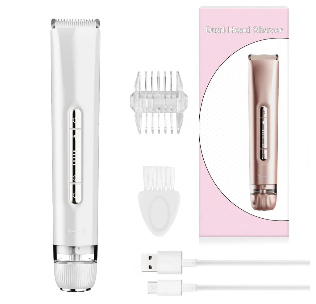 VIMYSHOW 2-in-1 Waterproof Bikini Trimmer & Body Shaver Bikini Trimmer Qst WHITE
