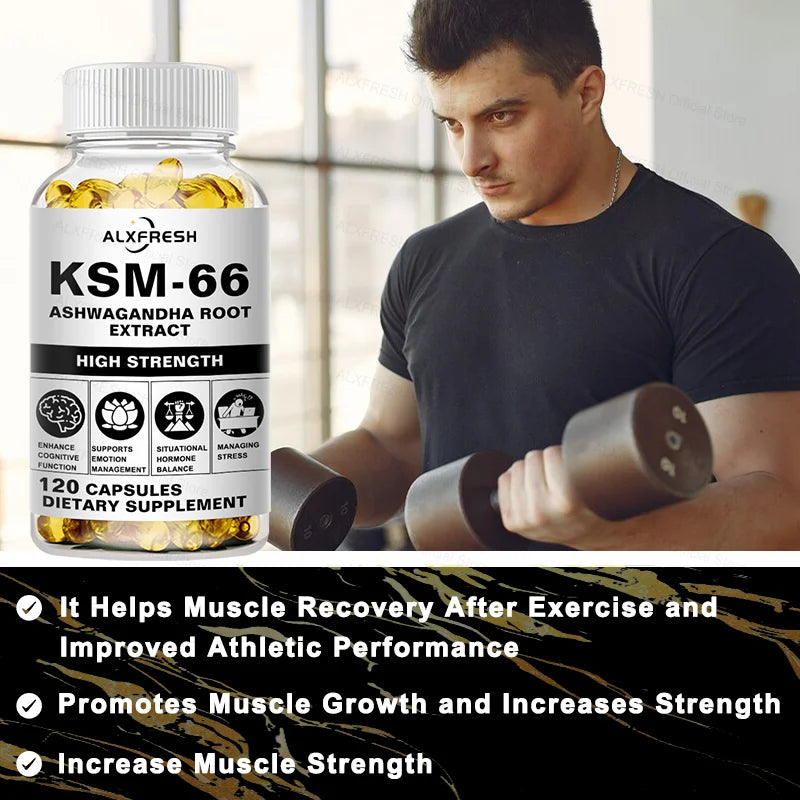 KSM-66 Ashwagandha Capsules – Energy, Focus & Sleep Support Herbal Supplement Qst