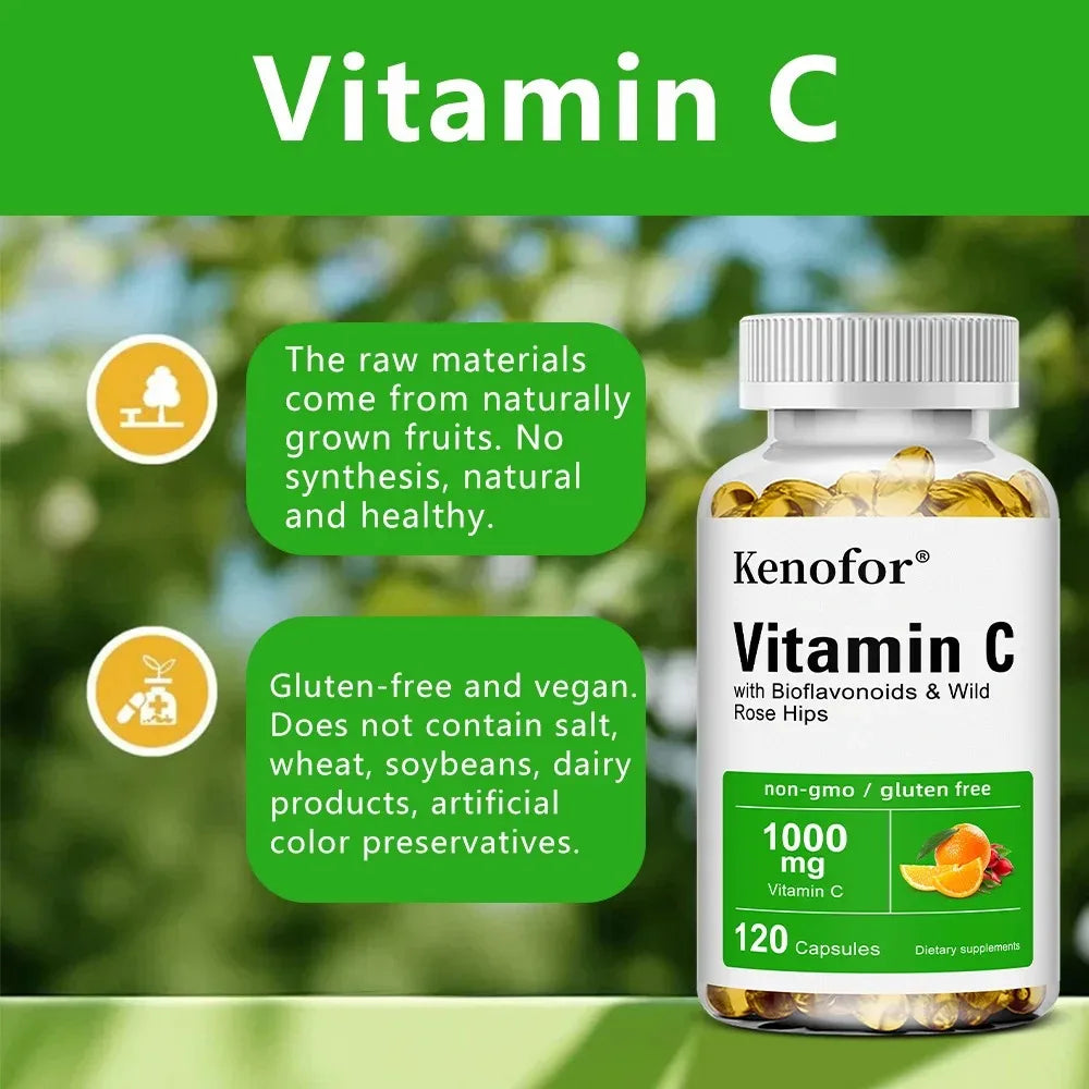 Kenofor Vitamin C 1000mg Capsules – Immune & Skin Support Vitamin C Supplement Qst
