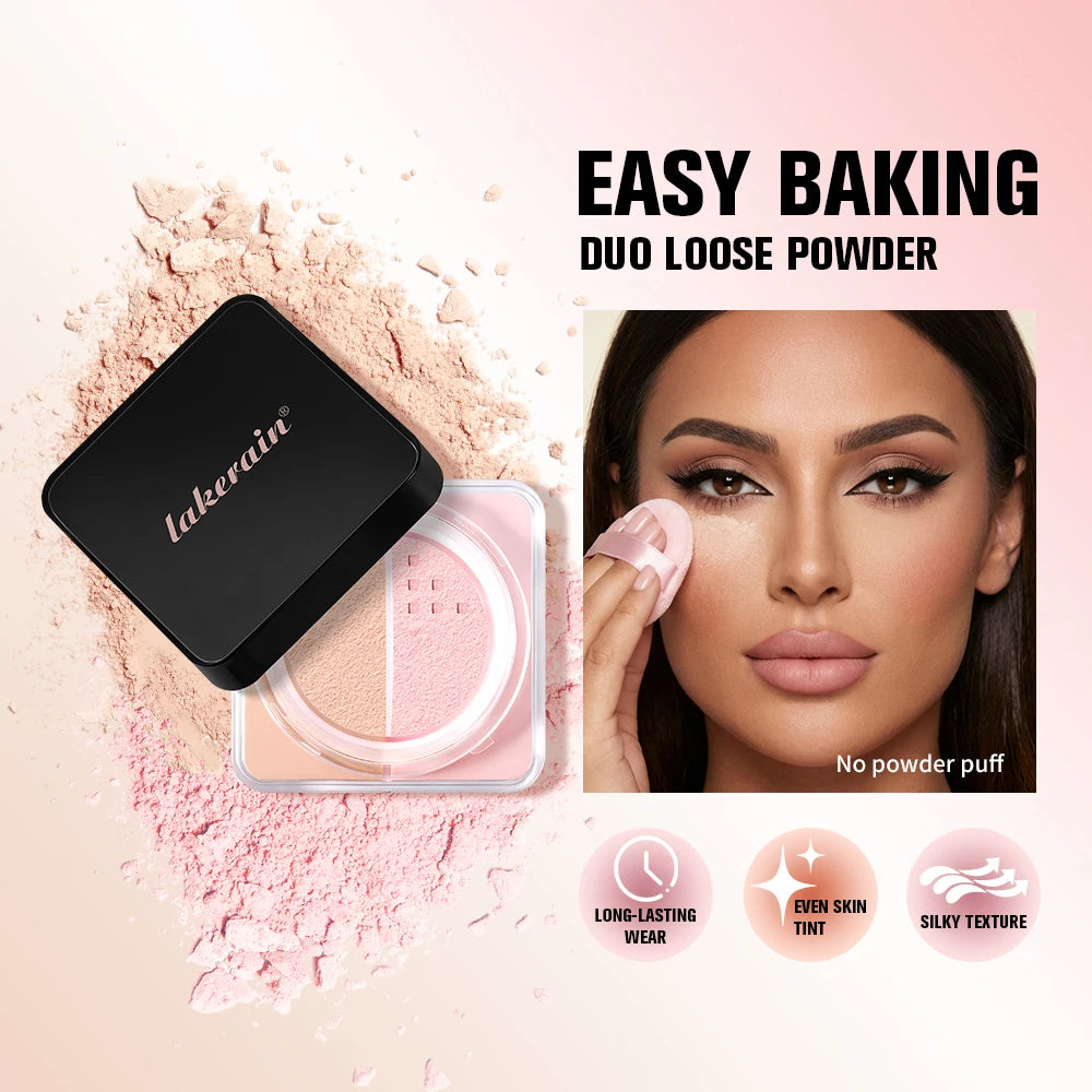 Dual Color Baking Loose Setting Powder – Matte Oil Control Setting Face Powder Qst