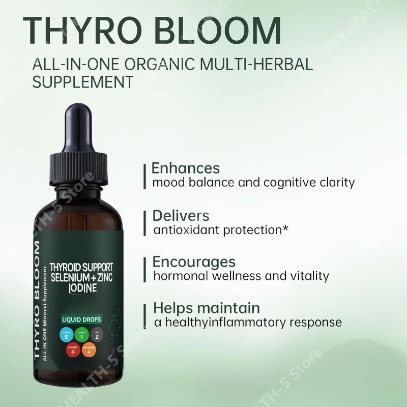 Thyroid Support Liquid Drops – Selenium, Zinc & Iodine 60mL Liquid Supplement Drops Qst
