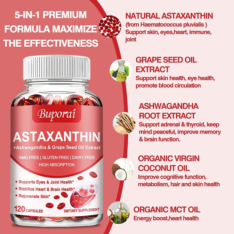 Astaxanthin Capsules – Antioxidant for Skin, Eye & Immune Support Antioxidant Supplement Qst