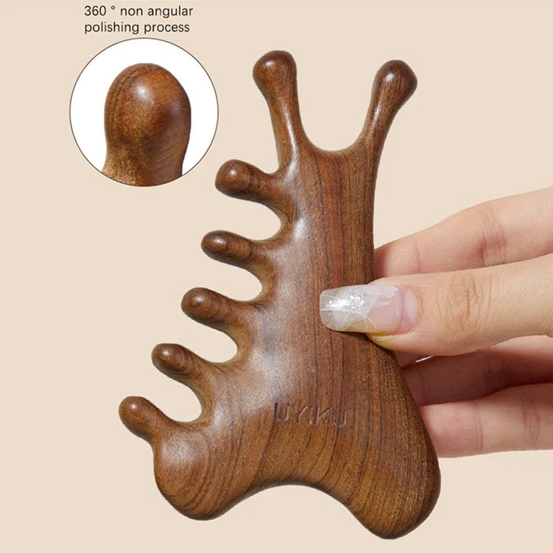 Wooden Handleless Meridian Massage Comb – Wide Tooth Scalp Scalp Massage Comb Qme