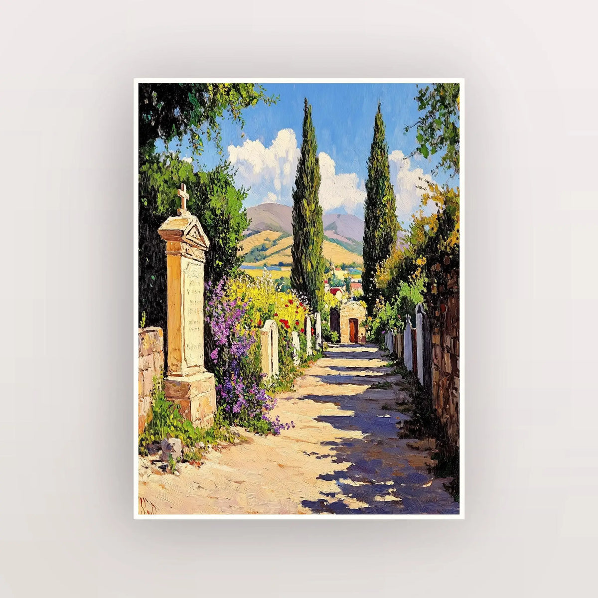 Vintage Landscape Canvas Art Print – Village Forest Flower Wall Decor Canvas Wall Art Qst