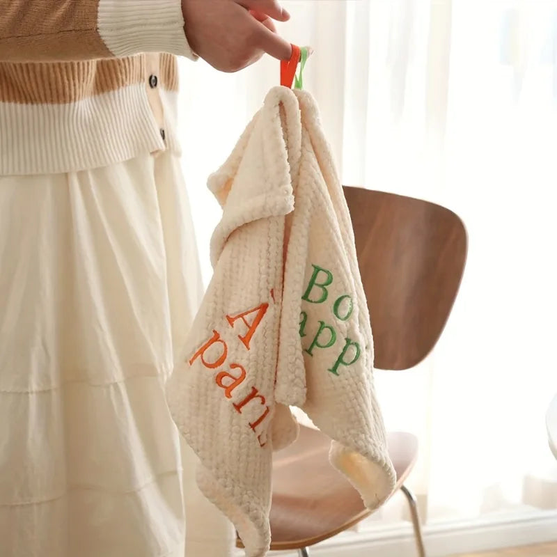 Minimalist Embroidered Letter Square Hand Towel – Soft & Absorbent Embroidered Hand Towel Qme