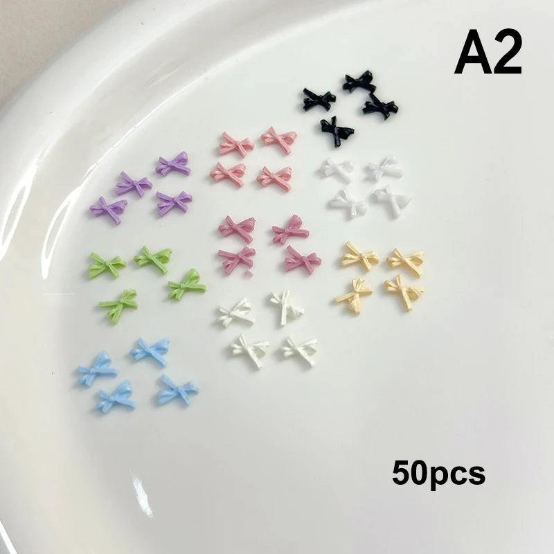 50Pcs 3D Ribbon Bowtie Nail Art Charms – Resin Nail Decor Nail Art Charms Qst A2