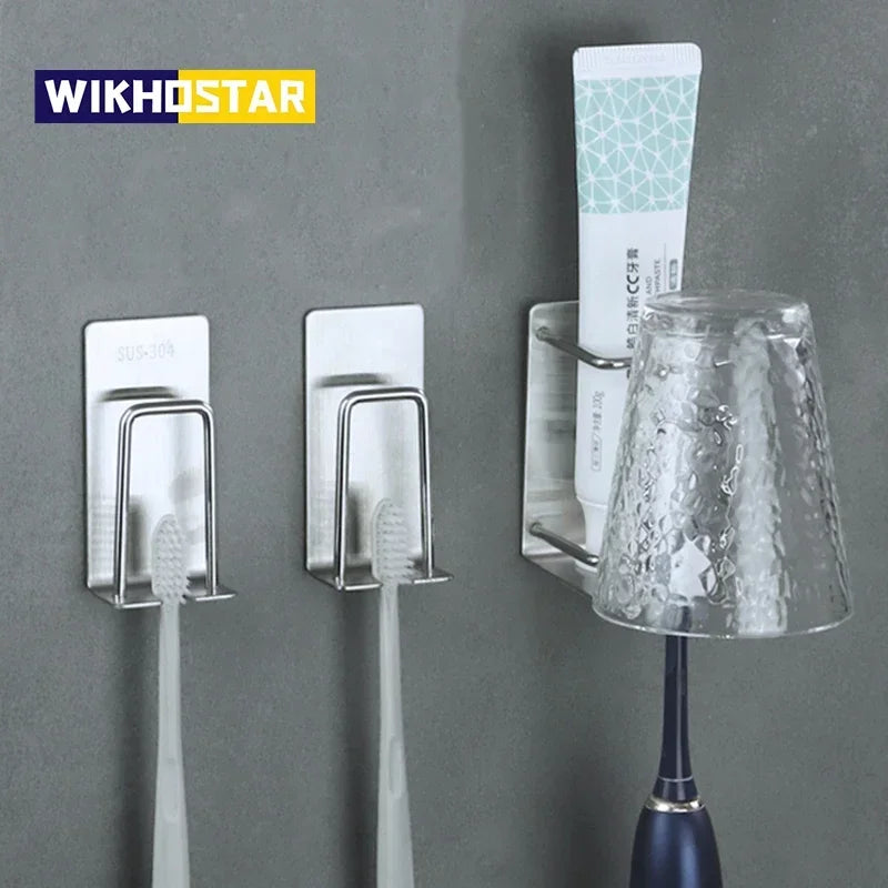 Stainless Steel Wall Mount Toothbrush Holder & Shaver Cup Toothbrush Holder Qme