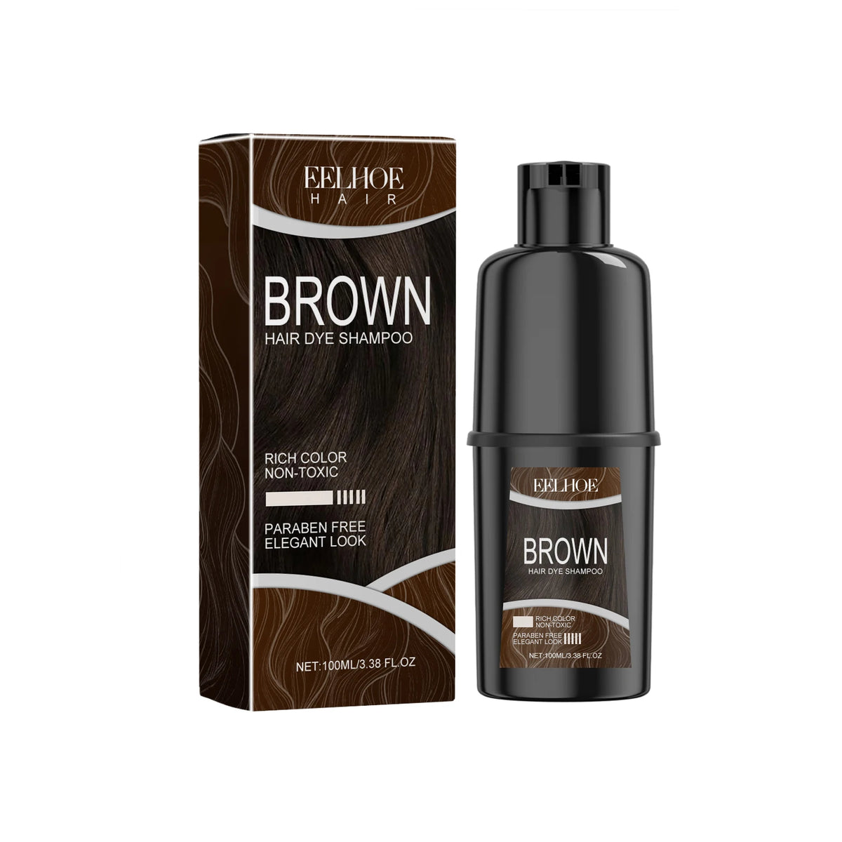 EELHOE Natural Hair Dye Shampoo – Herbal Gray Coverage 100ml Hair Dye Shampoo Qst Brown