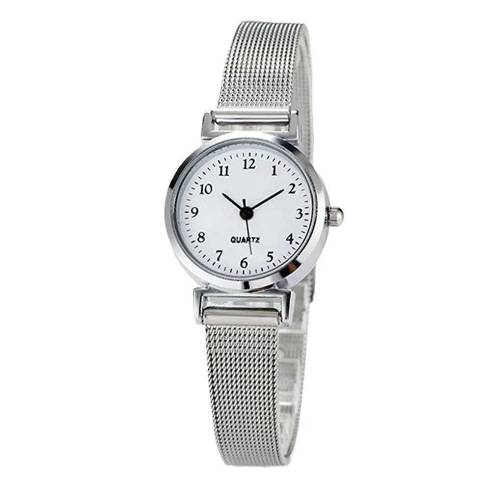 Women's Fashion Bracelet Watch Set – 2pcs Simple Dial Quartz Bracelet Watch Set Qme