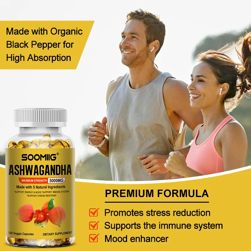 Organic Ashwagandha Capsules – NON-GMO Vegan Supplement Herbal Supplement Qst