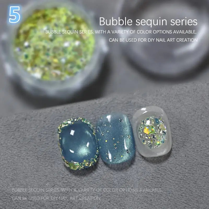 Hexagonal Glitter Sequin Nail Art Jar – Bubble & Mixed Glitter Nail Art Glitter Qst 5