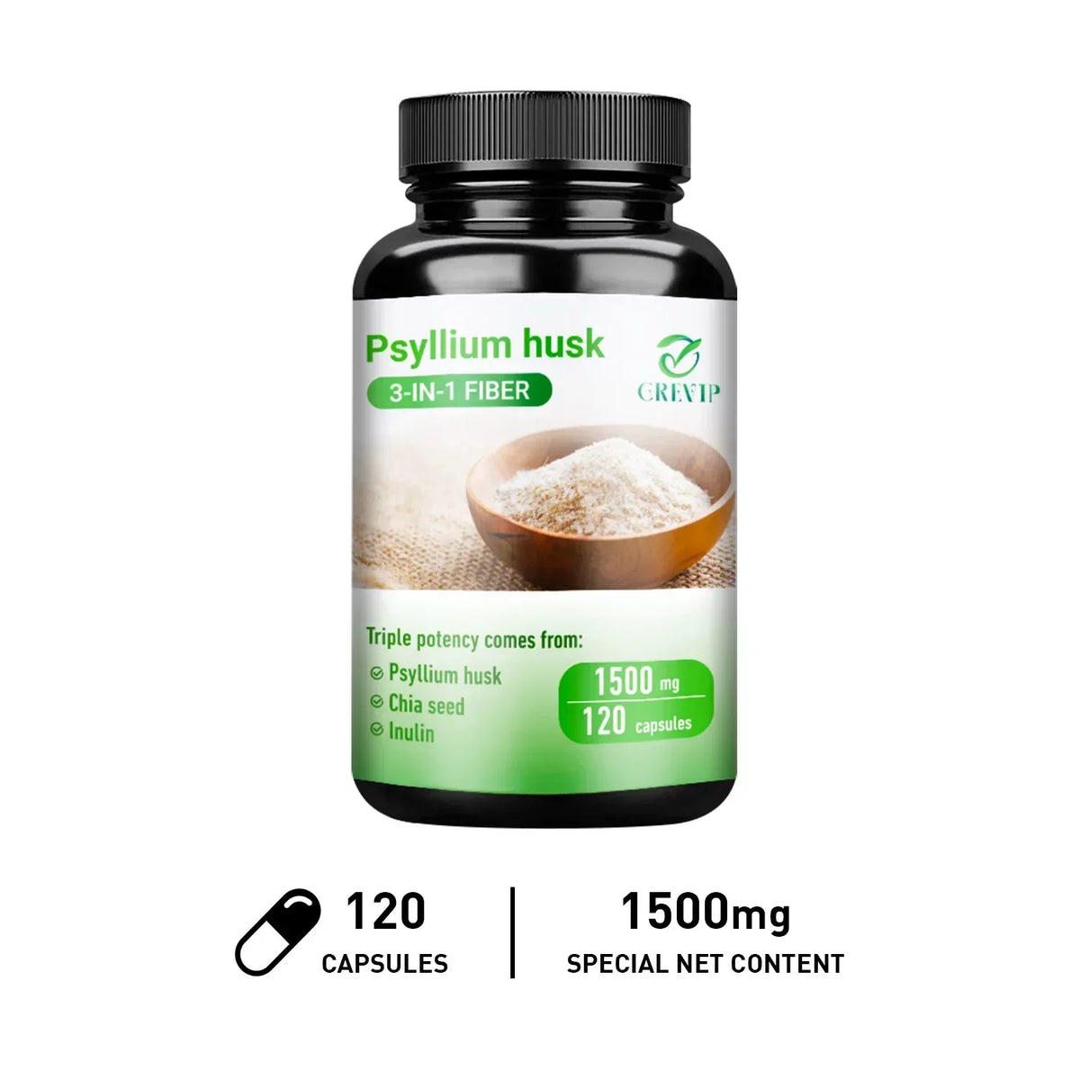 Psyllium Husk Fiber Capsules – Natural Soluble Fiber Supplement Fiber Supplement Qst 120 Capsules