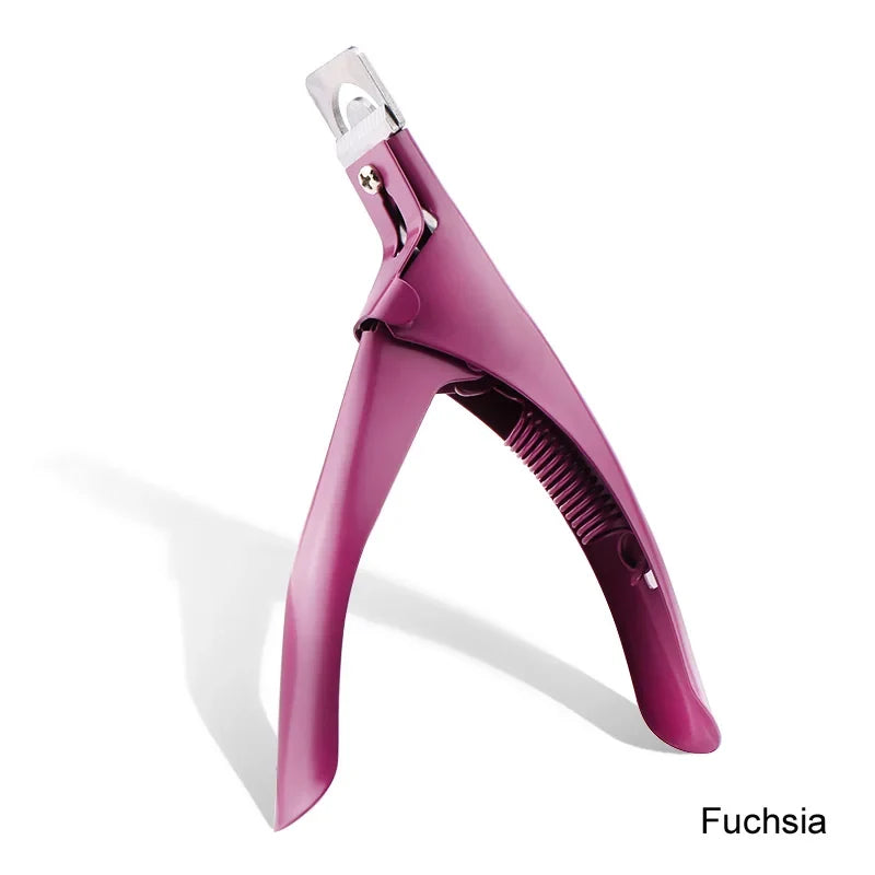 U-Shape False Nail Cutter – Stainless Steel Acrylic Tip Clipper Nail Tip Cutter Qme Fuchsia
