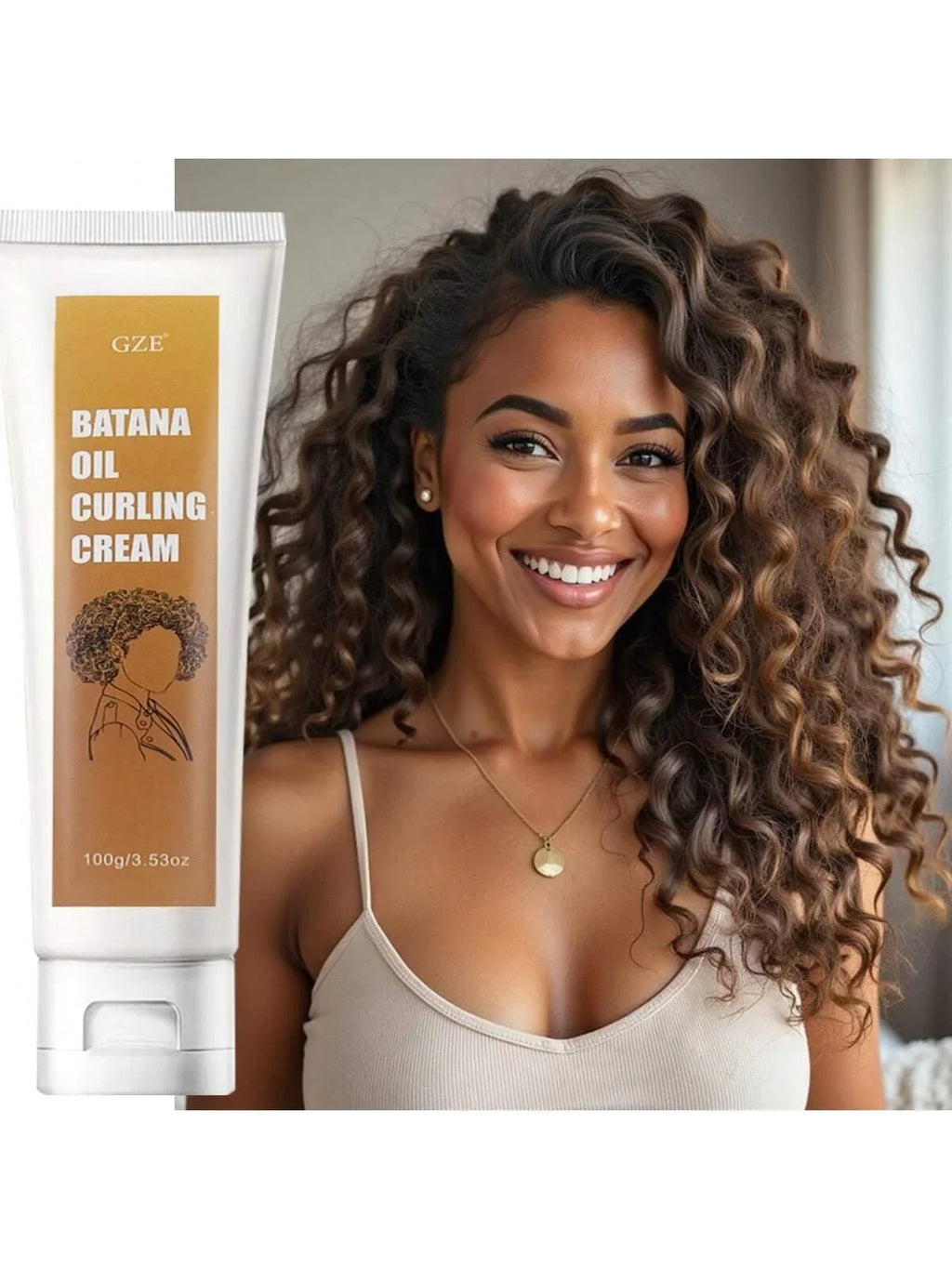 GZE Batana Oil Curling Cream | Curl Activator & Frizz Control Curl Styling Cream Qme