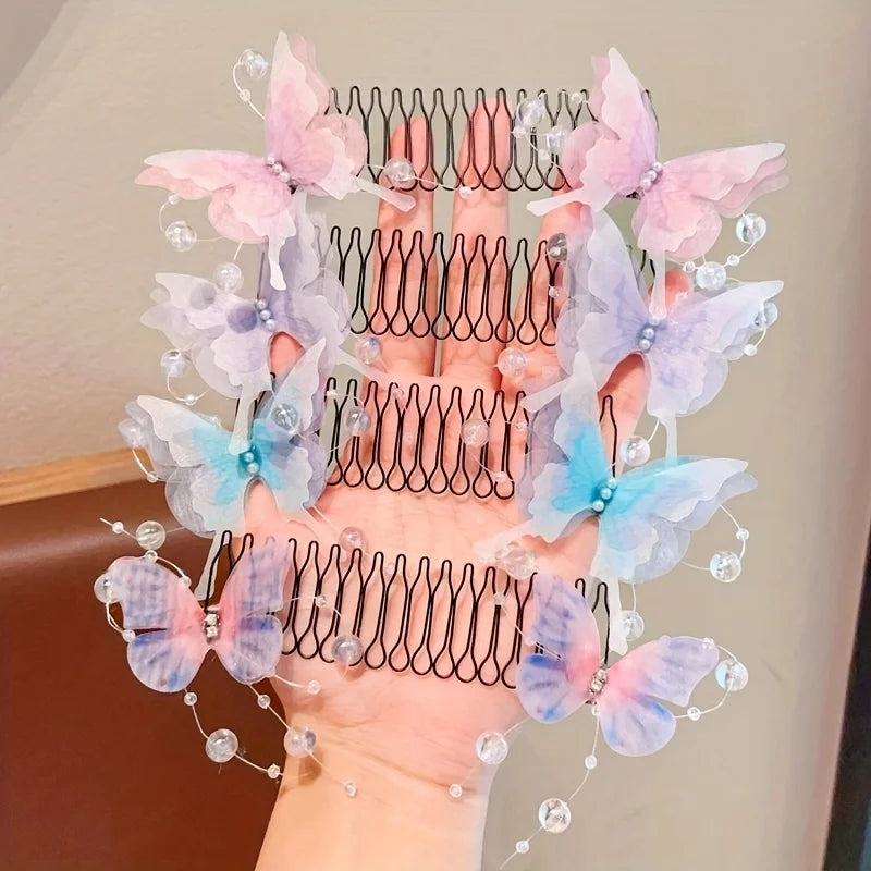 Cute Invisible Butterfly Hair Clip U-Shaped Stretchable Butterfly Hair Clip Qme