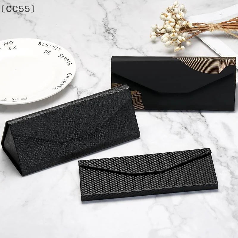 Triangle Glasses Case – Waterproof Folding PU Leather Eyeglass Box Eyeglass Case Qst