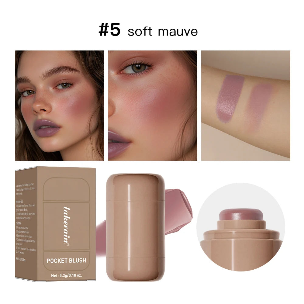 Lakerain Cream Blush Stick – Multi-Use Lip & Cheek Color Cream Blush Stick Qst soft mauve