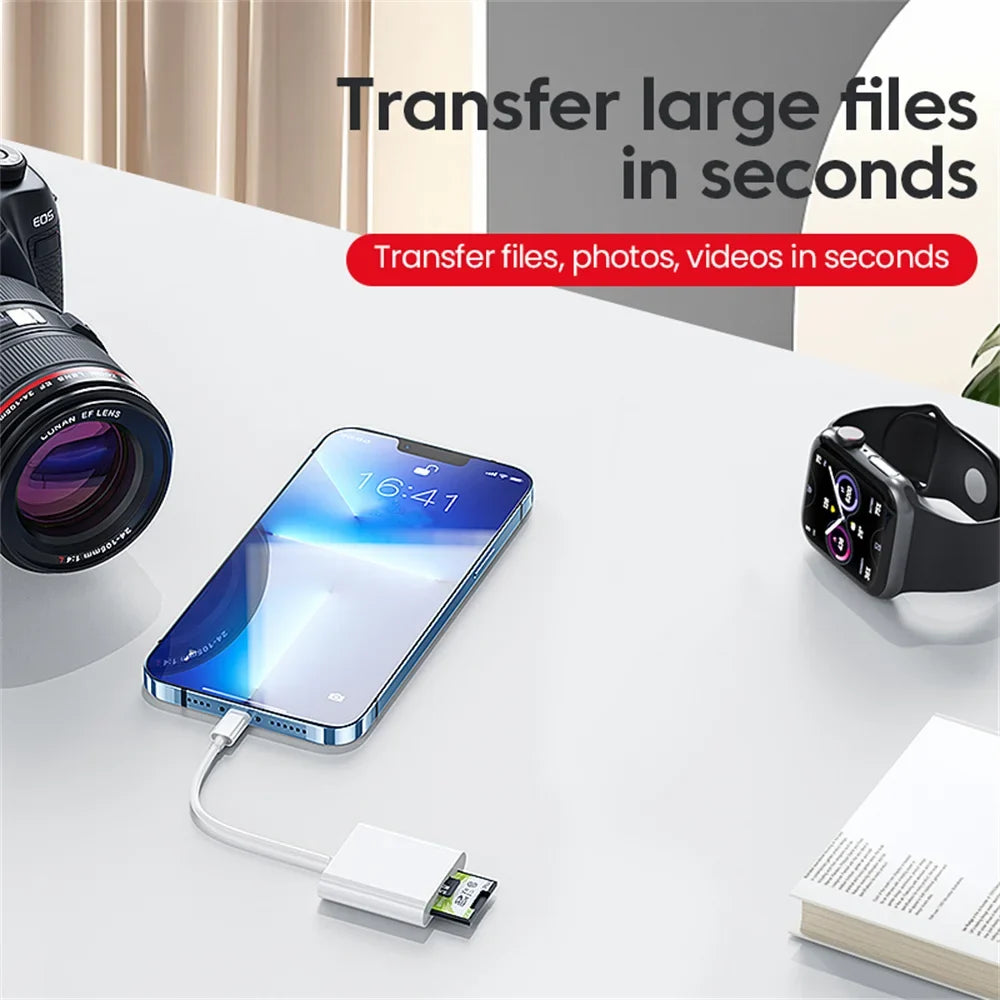 USB-C Multi-Port Card Reader Hub – TF, CF & SD Adapter USB-C Card Reader Hub Qme