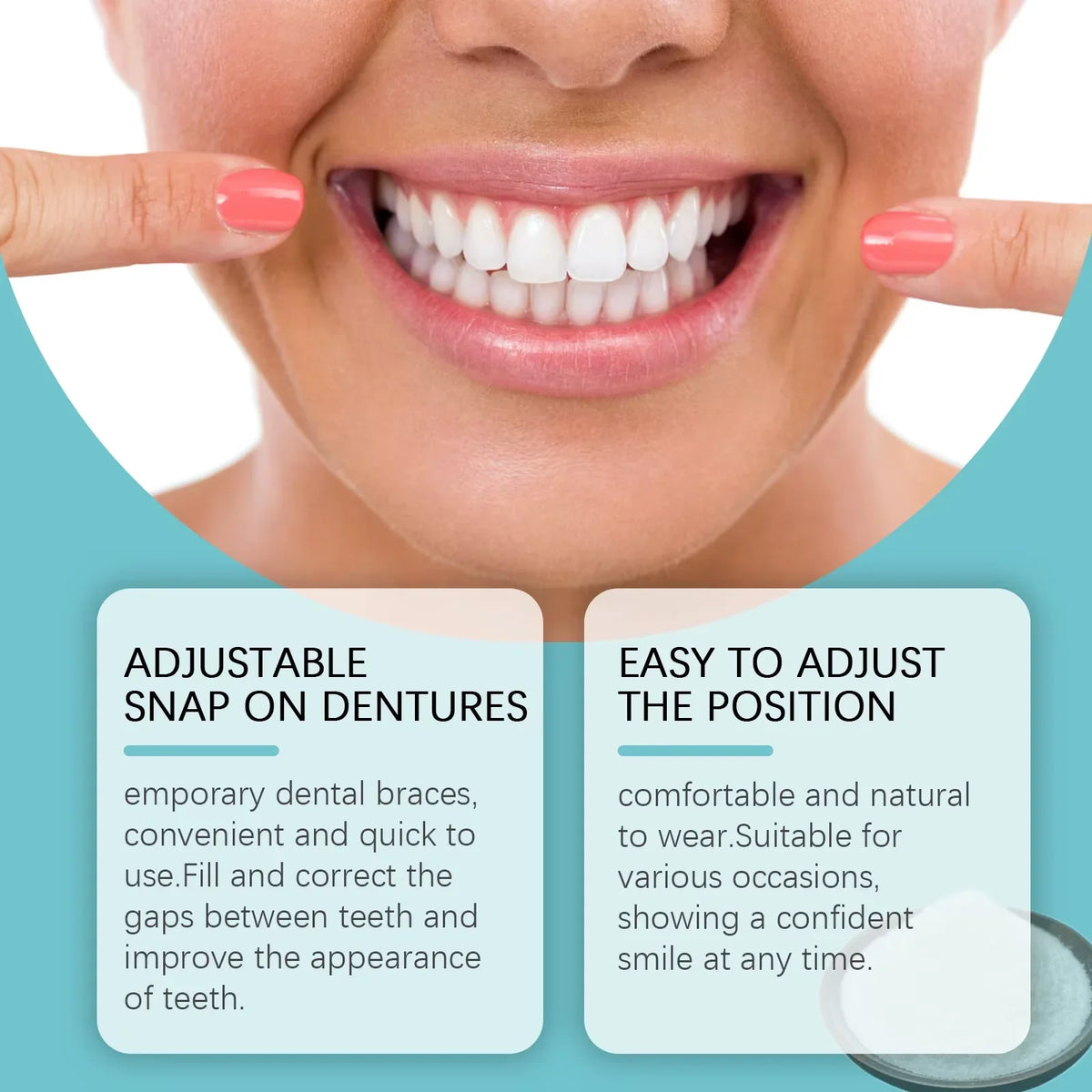 Snap-On Temporary Dentures | Upper & Lower False Teeth Cosmetic Dental Veneer Qme