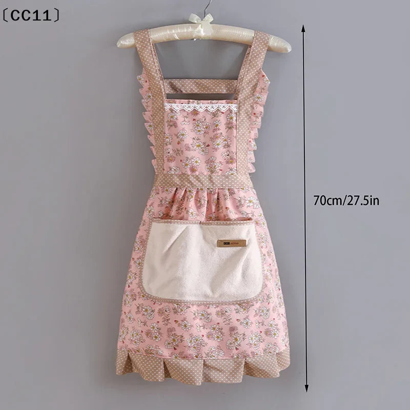 Canvas Floral Cotton Apron – Stain Resistant & Scrubable Kitchen Apron Qme
