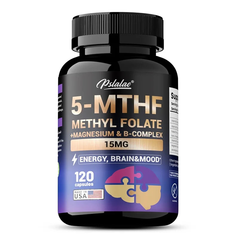5-MTHF Methylfolate 15mg – Energy, Brain & Mood Support Methylfolate Supplement Qst 120 Capsules