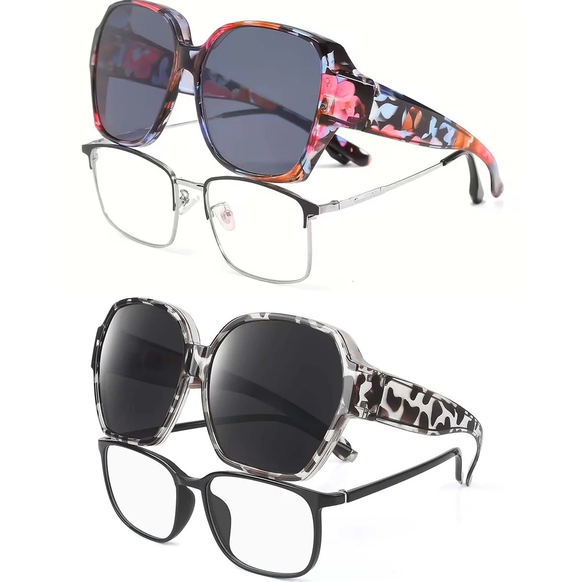 VOPHA T01 Fit Over Sunglasses UV400 – Square Driving Shades Fit Over Sunglasses Qst 2PC-2