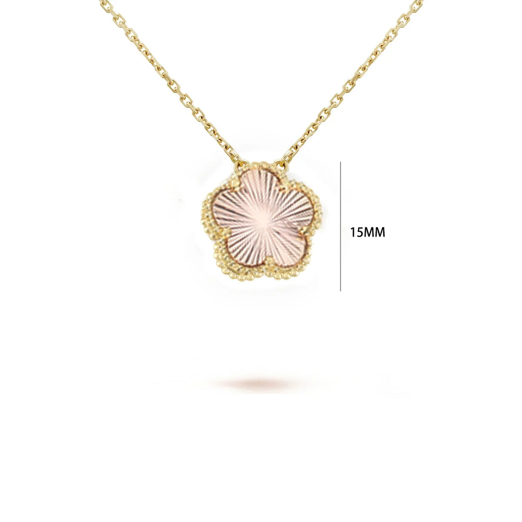 Natural Stone Five Leaf Flower Bracelet & Necklace Set Stone Jewelry Set Qme 37 Gold