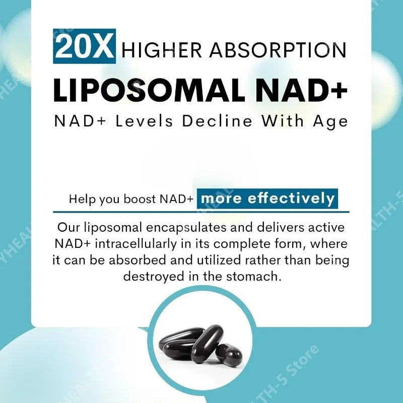 Liposomal NAD+ 1000mg Supplement – 60 Softgels | Cellular Energy NAD+ Supplement Qst