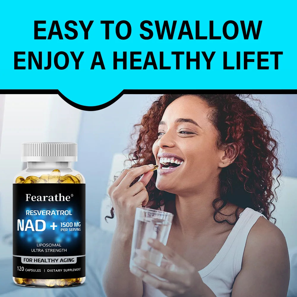 NAD+ Resveratrol 1200mg Capsules – Energy & Cellular Health Anti-Aging Supplement Qst