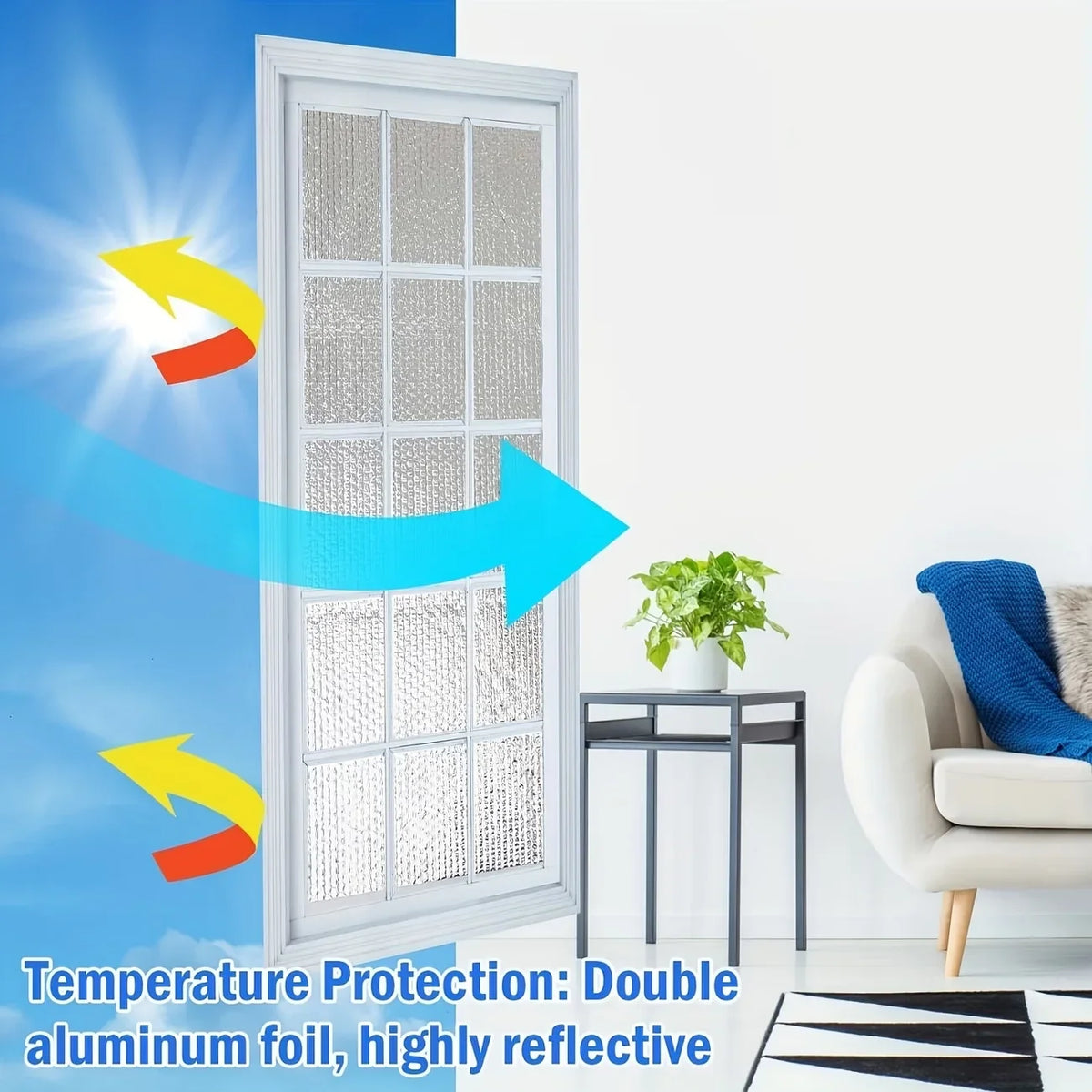 Double-Sided Aluminum Foil Window Insulation Film | 40cm Roll Window Insulation Film Qme