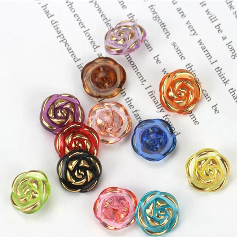 Acrylic Rose Flower Buttons 12.5mm – Sewing & DIY Crafts Craft Buttons Qme
