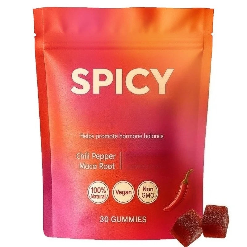 Spicy Peach Gummies – L-Theanine, Maca Root & Chili | 30ct Wellness Gummies Qst 30 Count(Pack of 1)