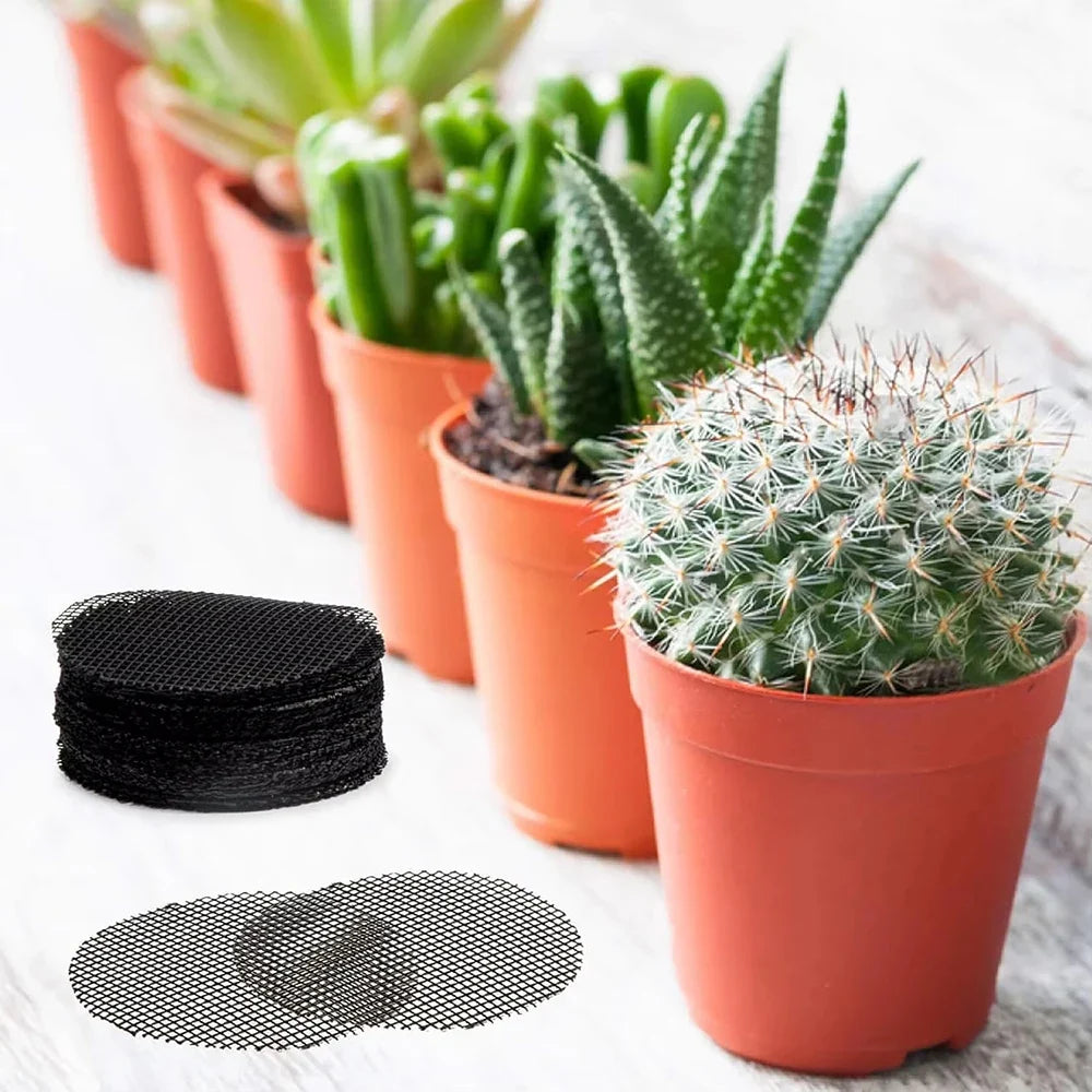 50-Pack Flowerpot Mesh Gasket Pads – Leakproof Drainage Discs Pot Drainage Pads Qme