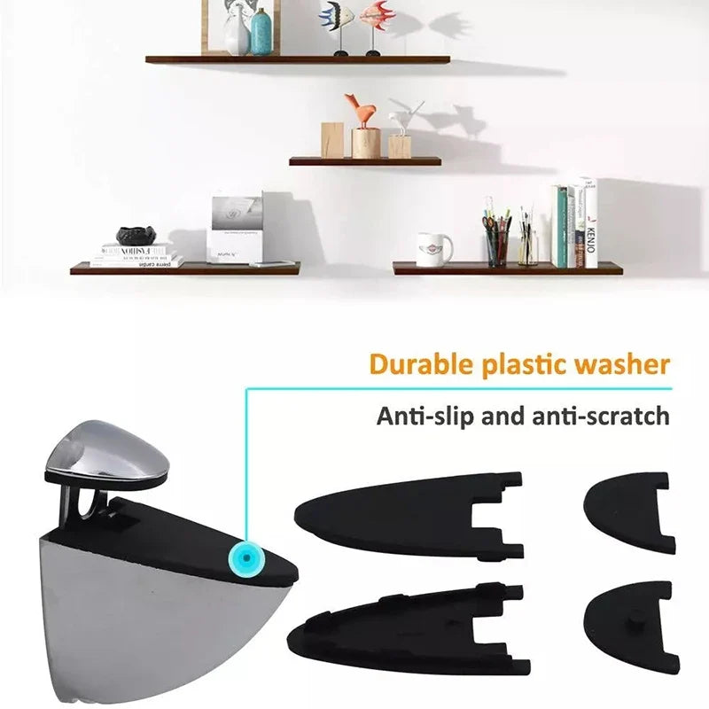 Wall Mount Floating Shelf Clip Anti-Slip Glass Partition Clamp Shelf Bracket Clamp Qme