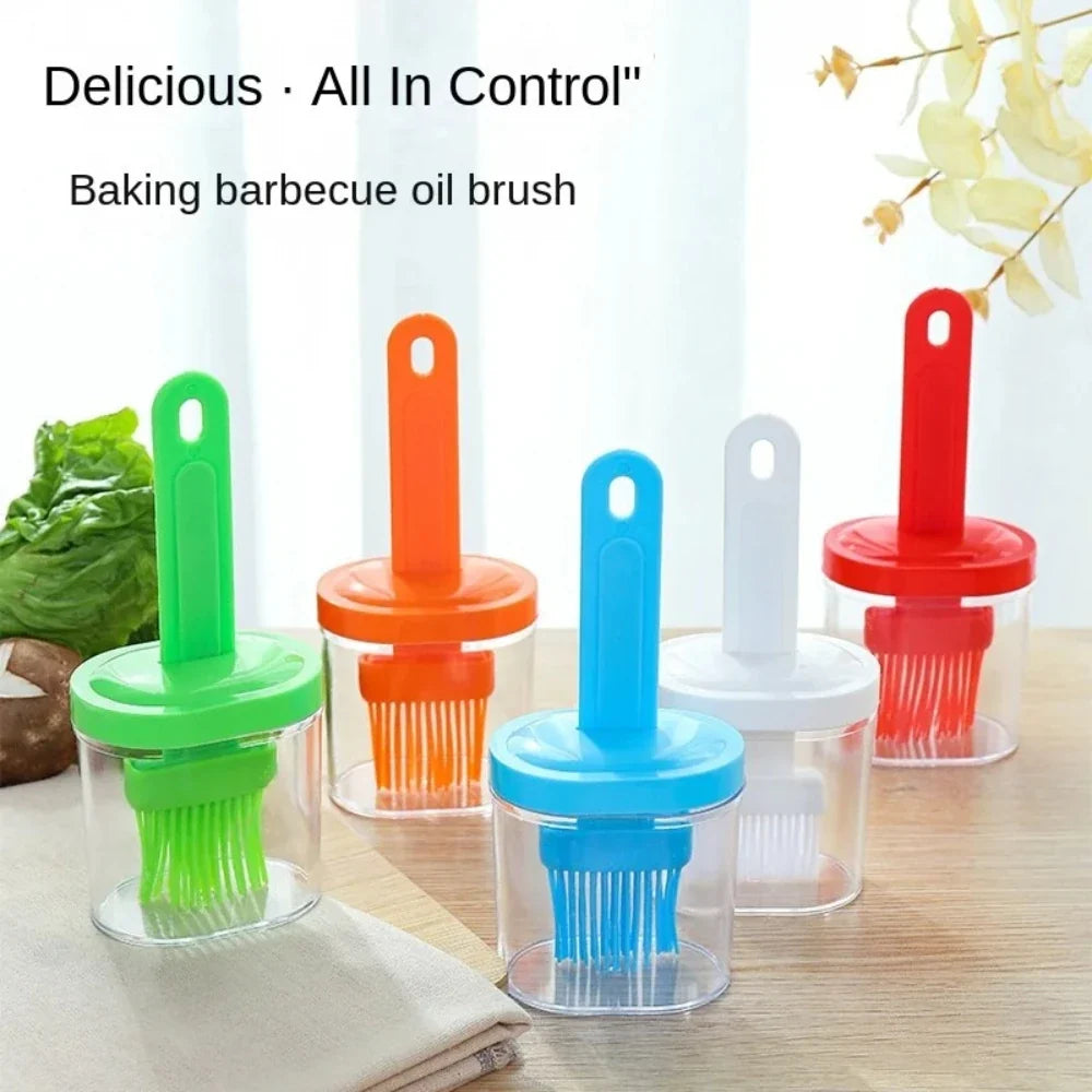 BBQ Silicone Oil Dispenser Brush – Grilling & Baking Utensil Silicone Basting Brush Qme