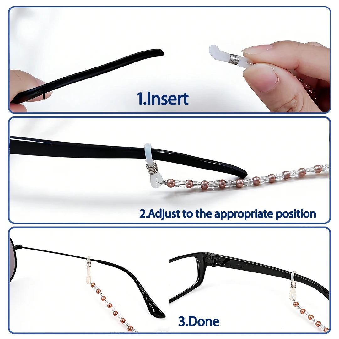 Pearl Beaded Eyeglass Chain Sunglass Holder Strap Lanyard Eyeglass Chain Lanyard Qst