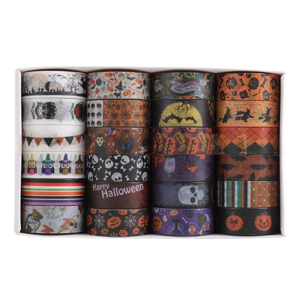 24 Rolls Halloween Washi Tape Set – Decorative Masking Tape Decorative Washi Tape Qme WHITE