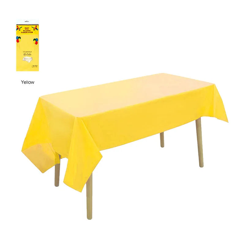 Disposable Waterproof Tablecloths – PE Party & Camping Cover Disposable Tablecloth Qme Yellow 2PCS 137X183cm