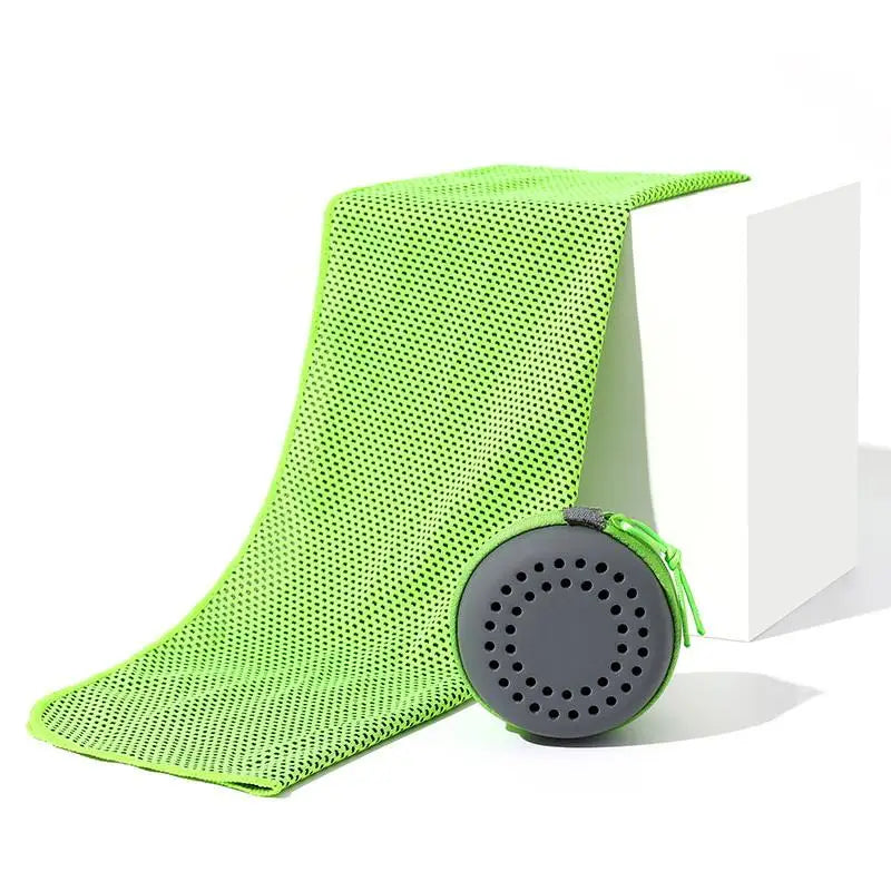 Cooling Towel Neck Wrap with Storage Box – Quick Dry Chilly Pad Cooling Neck Wrap Qme Green