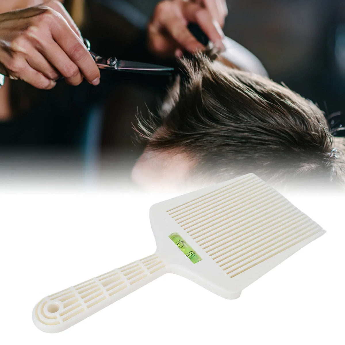 Professional Barber Flat Top Comb with Water Level Guide – White Barber Flat Comb Qme