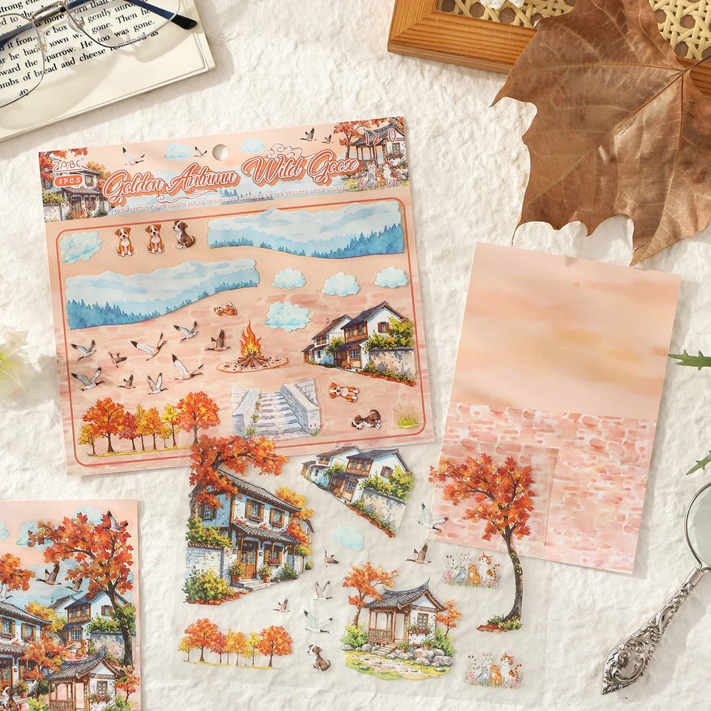 Four Seasons PET Die Cut Stickers for Scrapbook & Diary Die Cut Sticker Pack Qme