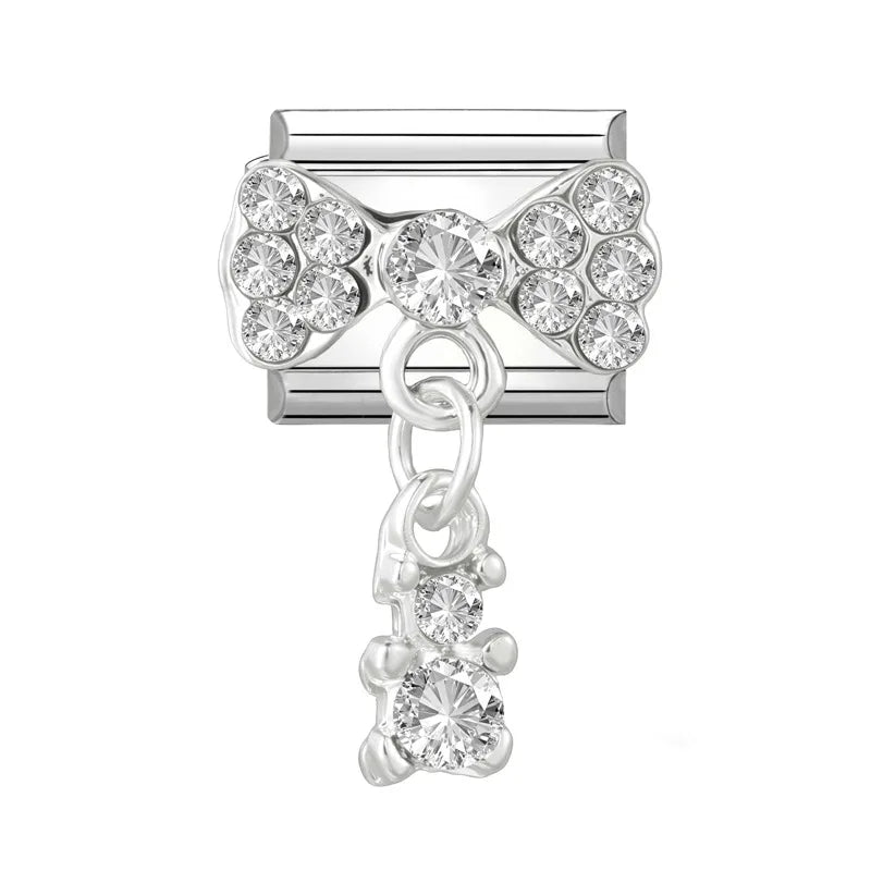 Zircon Italian Charm Links – Heart Bow Butterfly Star 9mm
