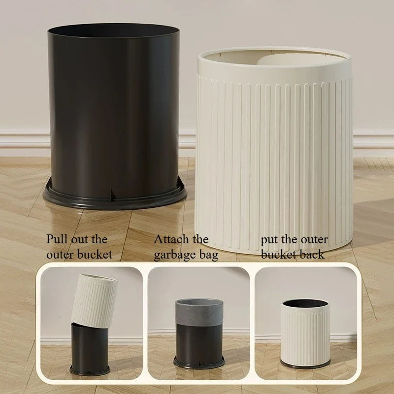Dual-Compartment Large Modern Open Waste Bin | 10–15L Dual Compartment Bin Qme