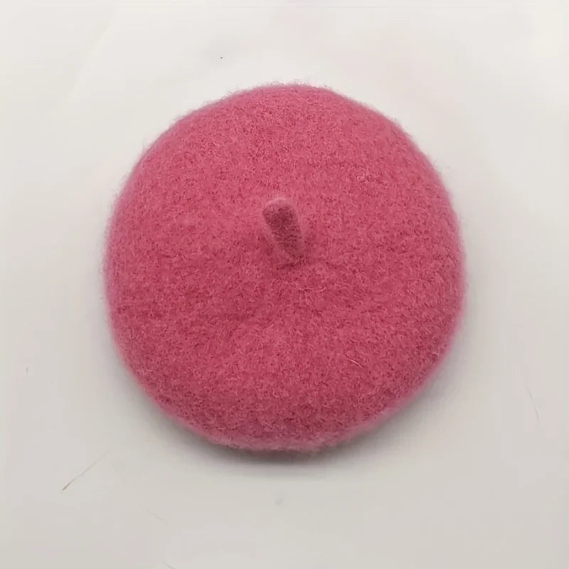 Wool Beret Hat for Small Dogs & Cats – Cute Pet Photo Prop Pet Costume Hat Qme Pink
