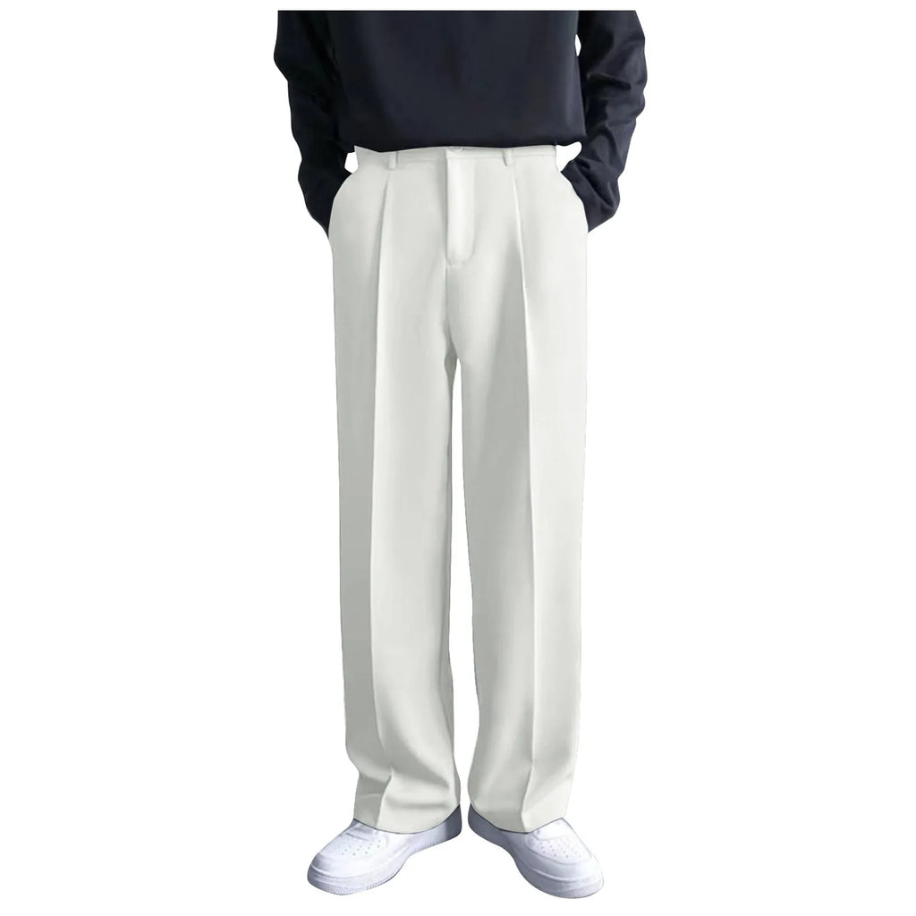 Men's Loose Straight Business Casual Trousers – 4 Colors Men's Dress Trousers Qme